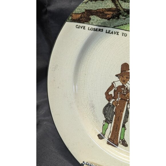 1902 Royal Doulton Plate Golfer + Caddy Image "Every Dog Has His Day" Golfing - Picture 7 of 10
